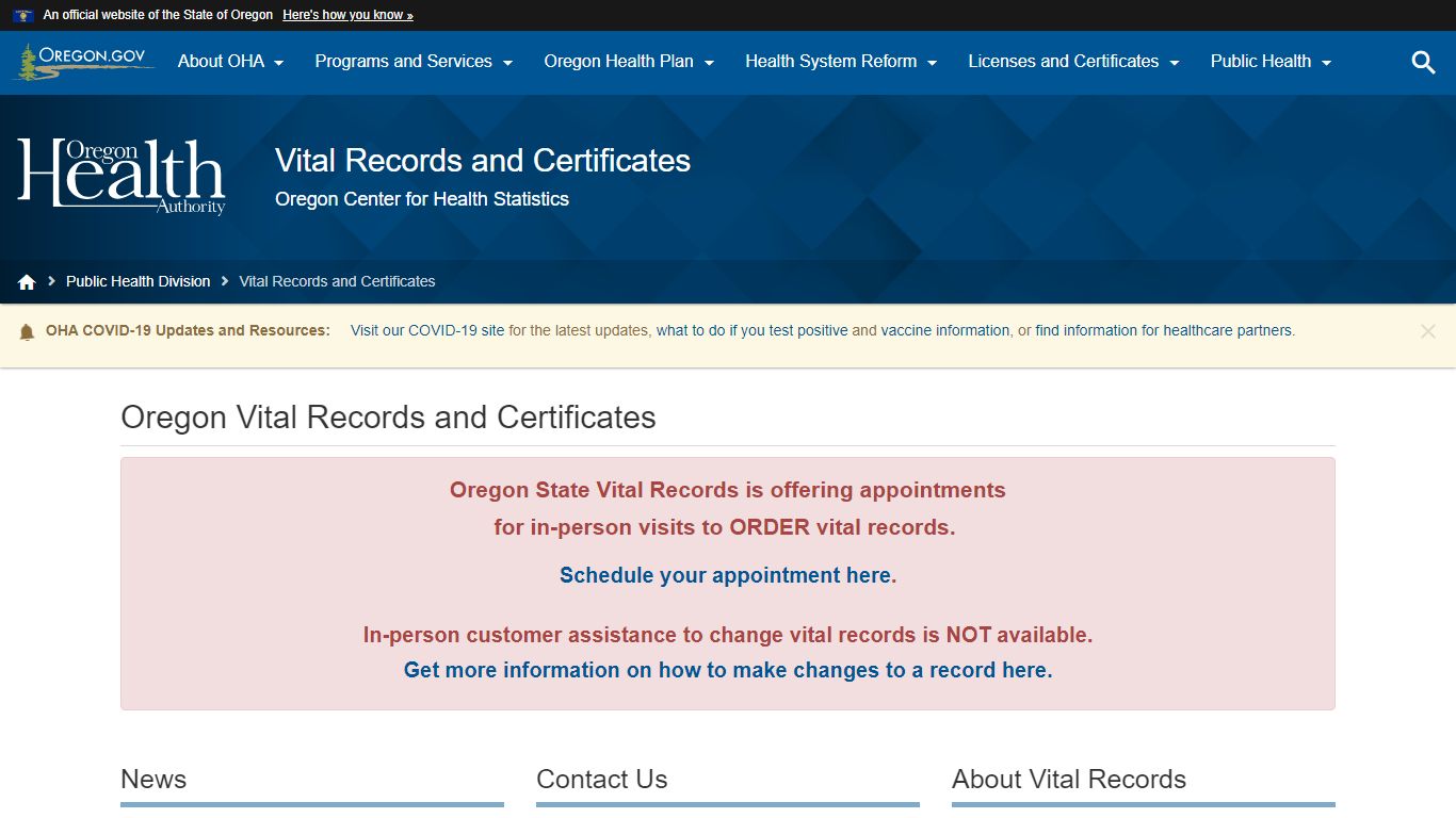 Oregon Health Authority : Oregon Vital Records and ...